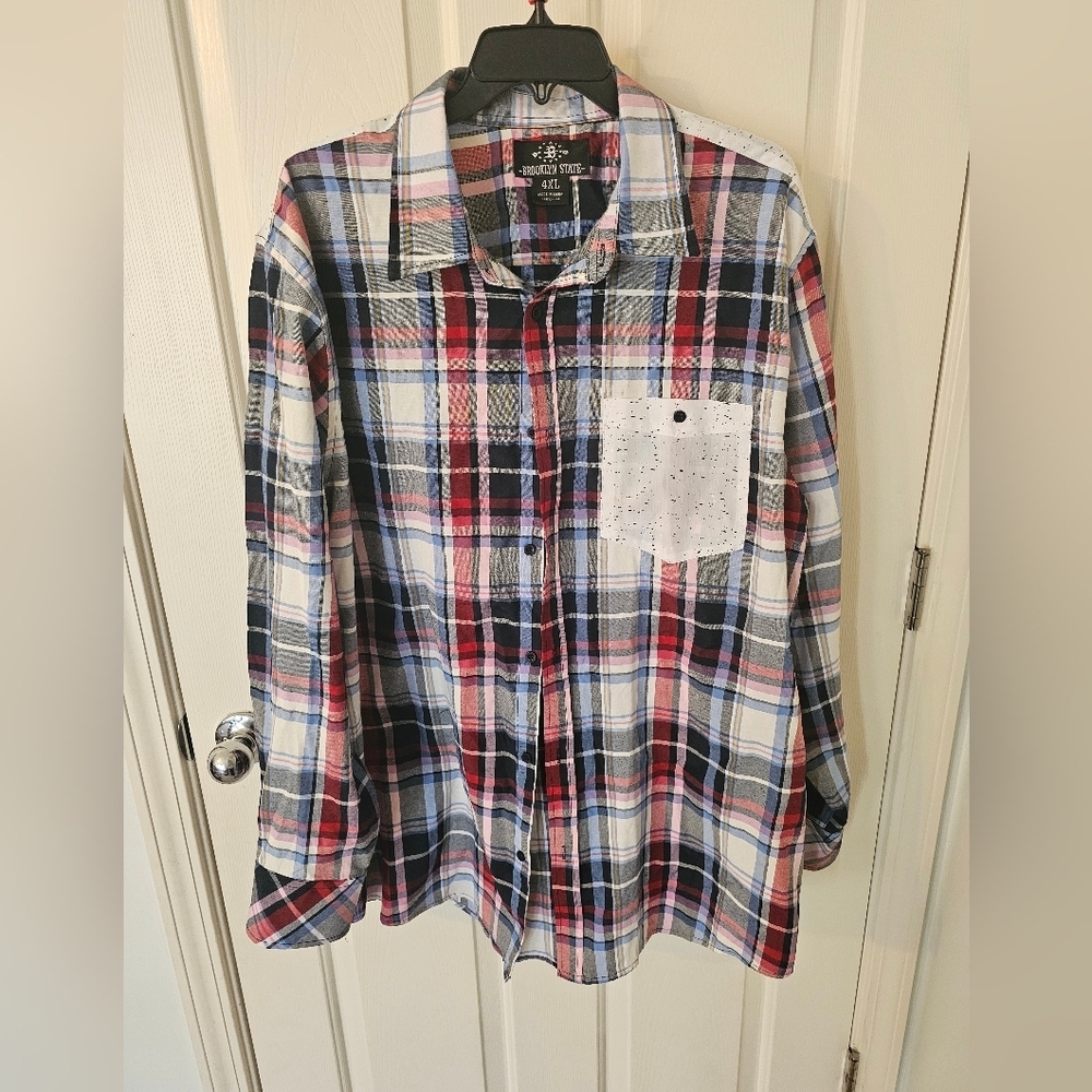 Brooklyn State Mens Button Long Sleeve Plus Size 4XL